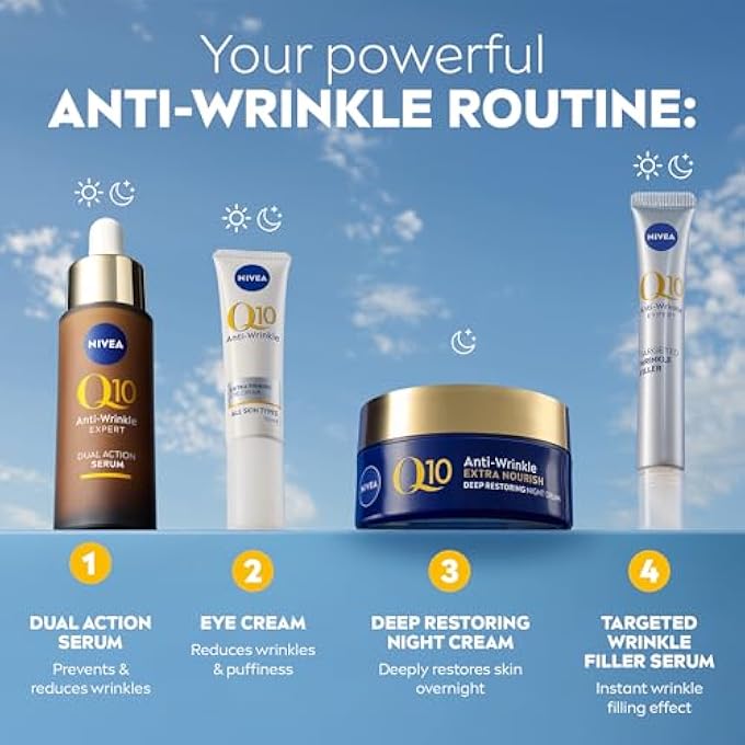 Nivea Q10 POWER 60 + SKIN ANTI-WRINKLE + REPLENISHING NIGHT CREAM (50 ML), POWERFUL ANTI AGEING CREAM, NIGHT-TIME MOISTURISER FOR WOMEN WITH COENZYME Q10, NIGHT FACE CREAM - Image 4